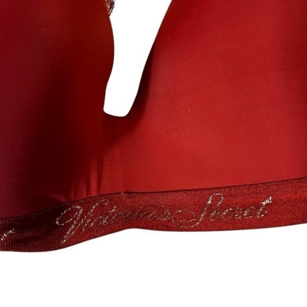 Victoria's Secret T-Shirt Lace Racerback Wireless Bra Burgundy Glam Size 32DD - Picture 4 of 6